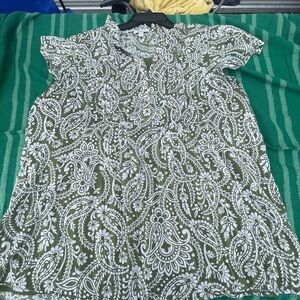 Kim Rogers - Green and White Paisley Blouse
